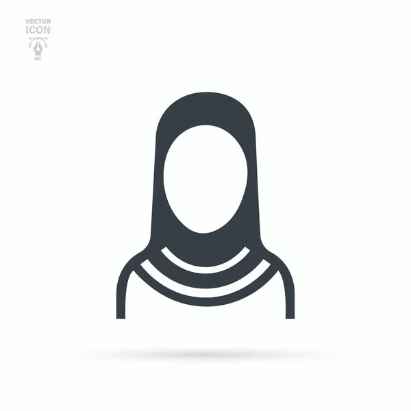 Mujer Musulmana Hijab Mujer Icono Plano Ilustración Vectorial Aislada Sobre — Vector de stock