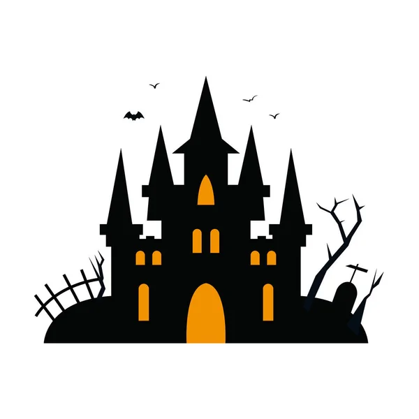 Halloween Castle Icon Horror House Building Castle Isolated Vector Illustration — Stock Vector