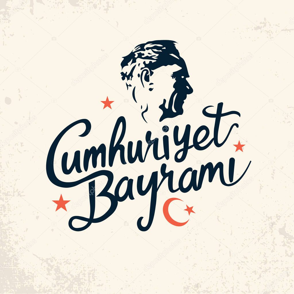 29 October Turkey Republic Day, happy holiday. Vector illustration. Turkish; 29 Ekim cumhuriyet bayrami kutlu olsun
