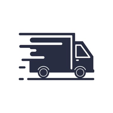 Servis servis ikonu. Ekspres teslimat kamyonu simgesi. Vektör illüstrasyonu