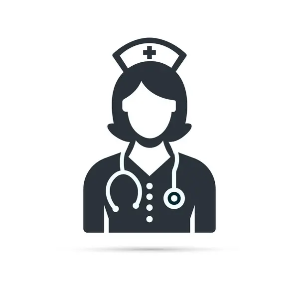 Infermiera Icon Assistente Medico Con Stetoscopio Cappuccio Assistenza Sanitaria Illustrazione Vettoriale Stock