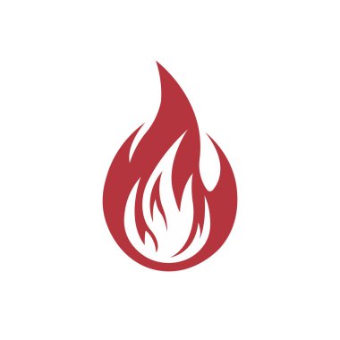Alev logosu simgesini ateşle. Petrol, gaz ve enerji. İzole vektör illüstrasyonu