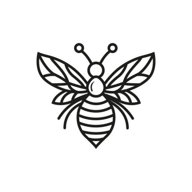 Yaratıcı Arı Simgesi. Bal Arısı, Bal Yapımı konsepti. İzole vektör logosu illüstrasyonu