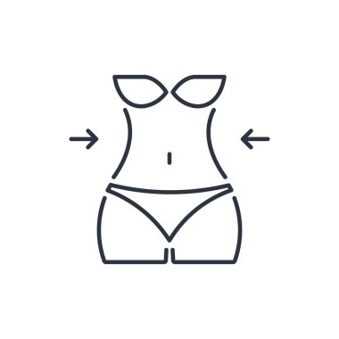 Kilo verme çizgisi simgesi. Kadın beli spor salonu ve sağlık. Vektör illüstrasyonu