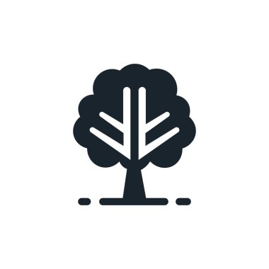 Basit ağaç dekoru siluet simgesi. Park ve bahçe ağaçları, doğa, orman konsepti. Vektör illüstrasyonu