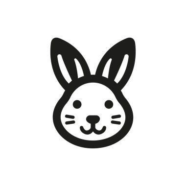 Tavşan simgesi. Tavşan surat. Paskalya ve hayvan konsepti. Vektör illüstrasyonu