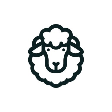 Koyun ikonu, hayvan kafası. Kuzu sembolü Vektör illüstrasyonu