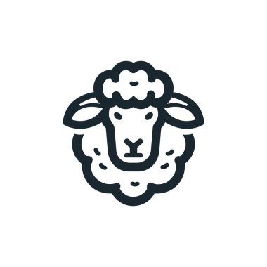 Koyun ikonu, hayvan kafası. Kuzu sembolü Vektör illüstrasyonu