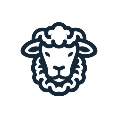 Koyun ikonu, hayvan kafası. Kuzu sembolü Vektör illüstrasyonu