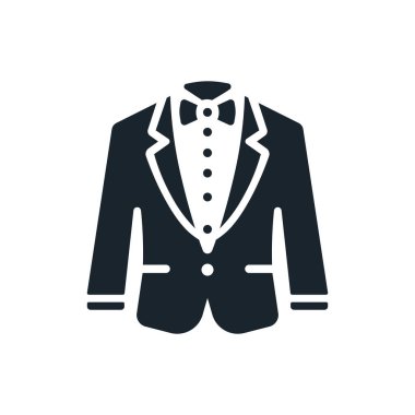 Takım elbise ikonu. Kıyafet, smokin. İzole vektör illüstrasyonu