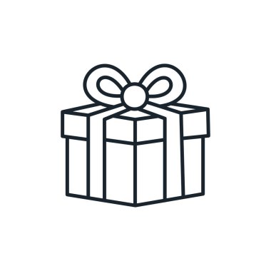 Hediye kutusu çizgisi simgesi. E-ticaret ve alışveriş. İzole vektör illüstrasyonu