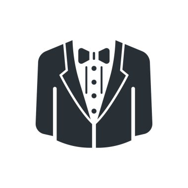 Takım elbise ikonu. Kıyafet, smokin. İzole vektör illüstrasyonu