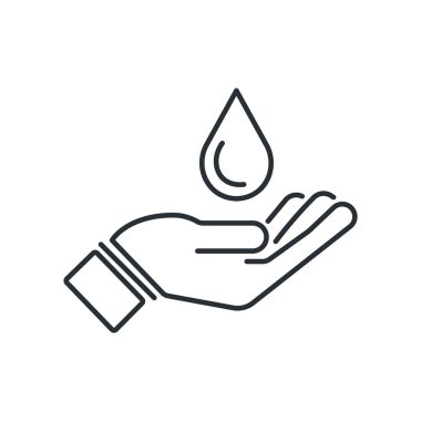 Elin su damlasın. Su hattı simgesini kaydet. İzole vektör illüstrasyonu