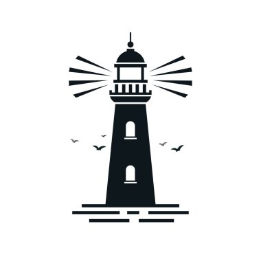 Deniz fenerinin düz simgesi. İzole vektör illüstrasyonu