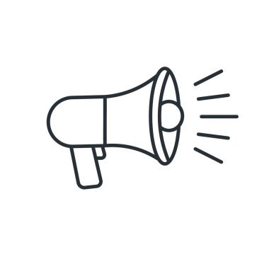 Hoparlör hattı simgesi. Megafon hoparlörü ikonu. İzole vektör illüstrasyonu