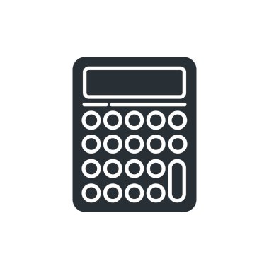 Hesap makinesi düz simgesi. Matematik, eğitim konsepti. İzole vektör illüstrasyonu