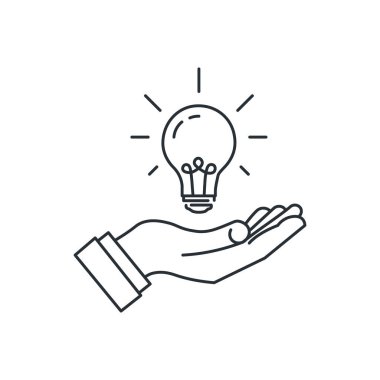 El ve lamba hattı ikonu. Çözüm, yeni fikir, teklif. Vektör illüstrasyonu