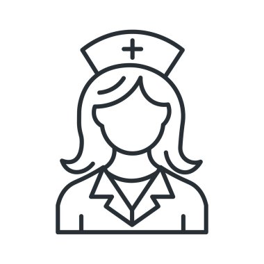 Hemşire hattı ikon. Sağlık hizmetleri asistanı. Vektör illüstrasyonu