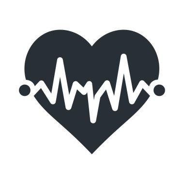 Kalp atışı katı düz simge. İzole vektör çizimi. Dalgalı kalp sembolü