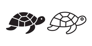 Düz kaplumbağa ve çizgi ikonu. Basit vektör illüstrasyonu