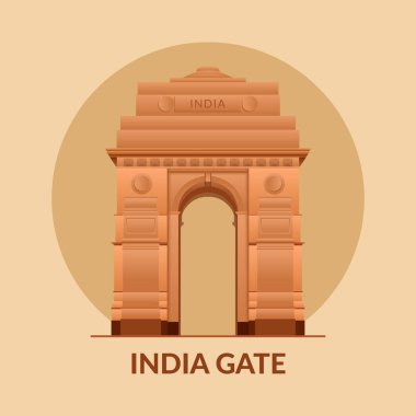 Hindistan Kapısı Delhi düz vektör grafiği.