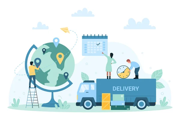Globale Logistieke Distributie Service Wereldwijde Import Export Vector Illustratie Cartoon — Stockvector