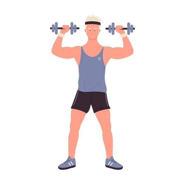 Manlig Tränare Med Hantlar Fitness Tränare Program Gym Träning Vektor — Stock vektor
