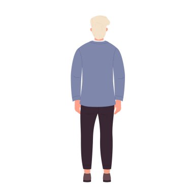 Back view of standing teacher man. School professor, male lecturer vector illustration