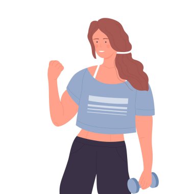 Sporty active young lady. Healthy lifestyle, daily fitness training vector illustration