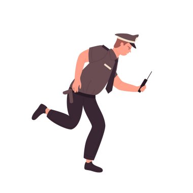 Kızgın polis kaçıyor. Poz çizimi takibi yapan polis memuru