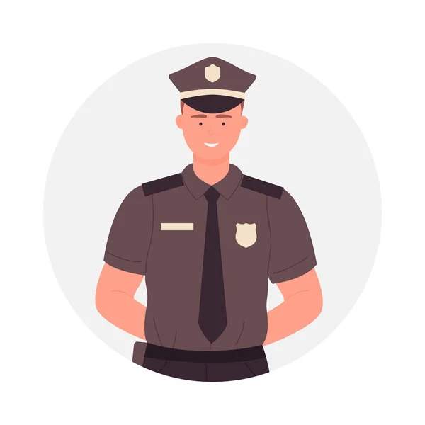 Policista Rukama Zády Usmívající Mladý Policejní Pracovník Vektorové Ilustrace — Stockový vektor