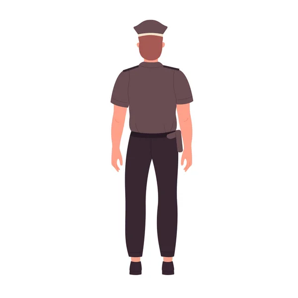 Achteraanzicht Van Staande Politieman Politieagent Uniform Vector Illustratie — Stockvector
