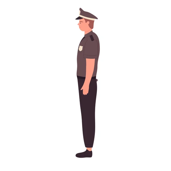 Side View Standing Policeman Police Officer Worker Uniform Vector Illustration — Stock Vector