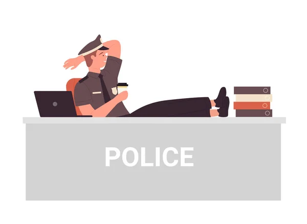 Polícia Esquadra Departamento Polícia Relaxado Policial Vetor Ilustração —  Vetores de Stock