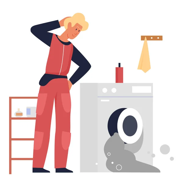 Επισκευή Πλυντηρίου Υδραυλική Υπηρεσία Σπίτι Ανακαίνιση Εξειδικευμένη Διανυσματική Απεικόνιση — Διανυσματικό Αρχείο