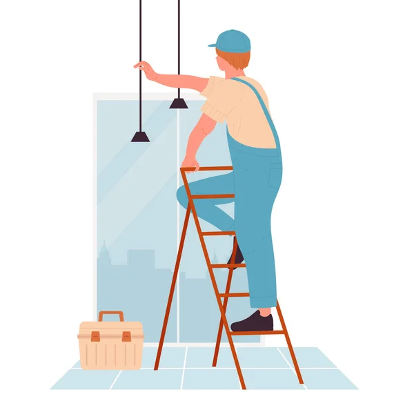 Hauselektriker Service Haus Reparatur Handwerker Renovierung Master Vektor Illustration — Stockvektor