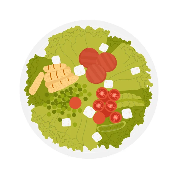 Salade Légumes Saine Saladier Végétarien Frais Illustration Vectorielle Menu Déjeuner — Image vectorielle