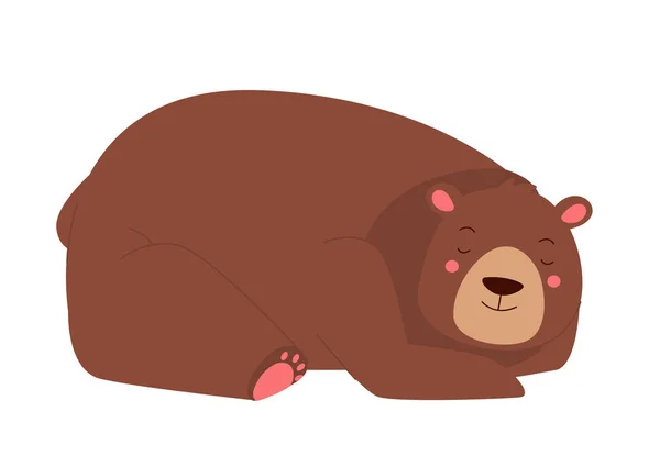 大きな熊の眠り 森の動物のための冬の時間 テディベアは眠りに落ちるベクトルイラスト — ストックベクタ