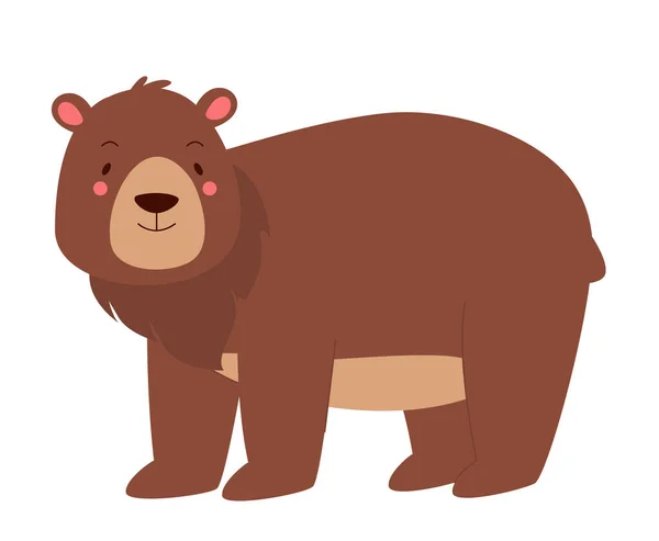 Niedlicher Grizzlybär Waldtier Lieblicher Teddybär Honigliebhaber Bärenvektorillustration — Stockvektor