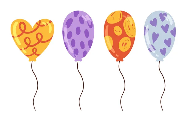 Geburtstagsfeier Luftballons Feier Der Dekoration Heliumballons Geschenk Vektor Illustration — Stockvektor