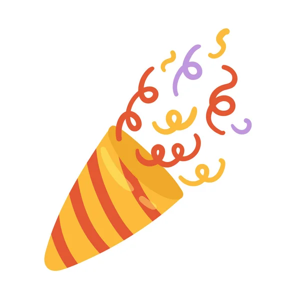 Birthday Party Confetti Celebrating Decoration Having Fun Party Popper Vector — Stock Vector