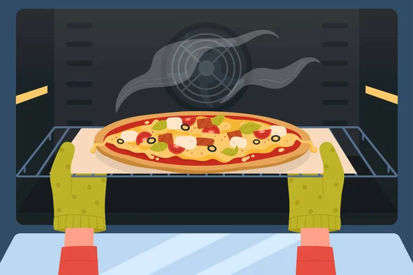Dibujos Animados Persona Cocina Comida Cocina Casera Chef Mitones Concepto — Vector de stock