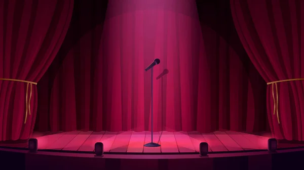 Komedi Stand Gösterisi Için Boş Tiyatro Gece Kulübü Sahnesi Müzik — Stok Vektör