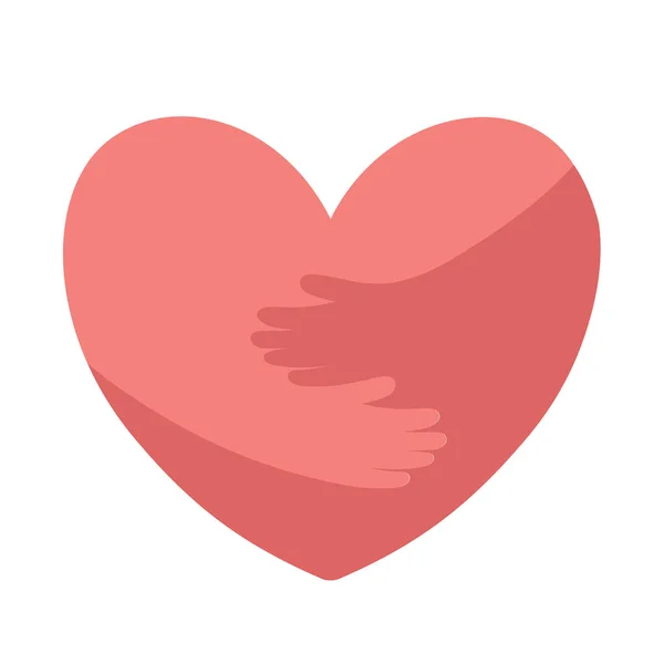 Hände Umarmen Herzvektorillustration Unterstützt Helft Und Betet Für Frieden Und — Stockvektor