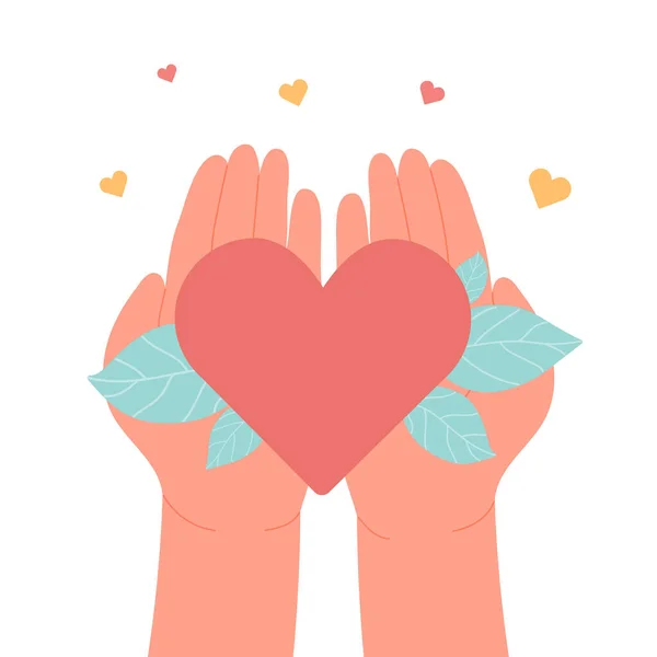 Руки Тримають Серце Допомога Допомога Надія Концепція Миру — стоковий вектор