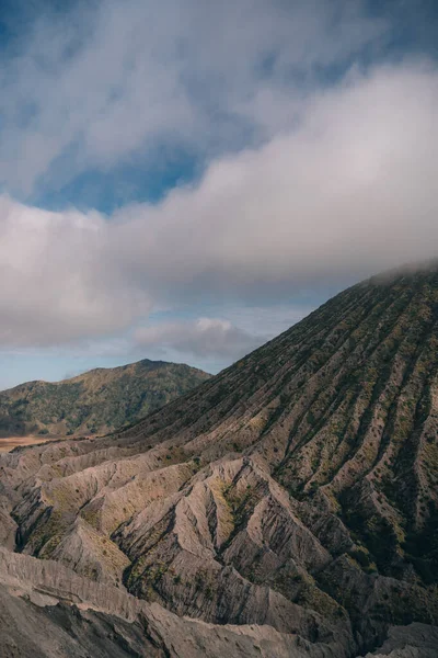 Stock image Mount Bromo desert view with blue sky background. Semeru Tengger National Park in Java