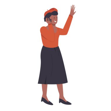 Kıdemli kadın telefonda konuşuyor. Emekli kadın arıyor, emeklilik zaman çizelgesi