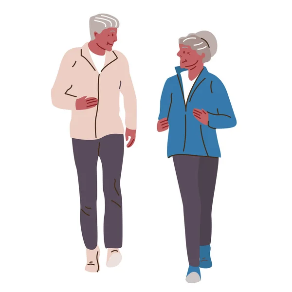 Pensionerat Par Joggar Idrottsutövning För Äldre Aktiv Pensionstid Vektor Illustration — Stock vektor