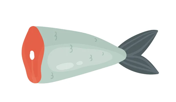 スライスしたサーモン魚 赤魚フィレット 健康的なシーフードメニュー アジア料理ベクターイラスト — ストックベクタ