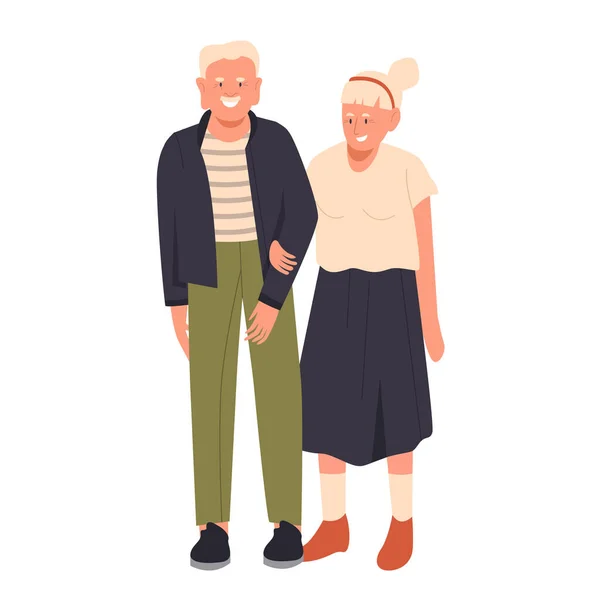 Leende Pensionärer Par Pensionärer Pensionering Fritid Gamla Morföräldrar Vektor Illustration — Stock vektor
